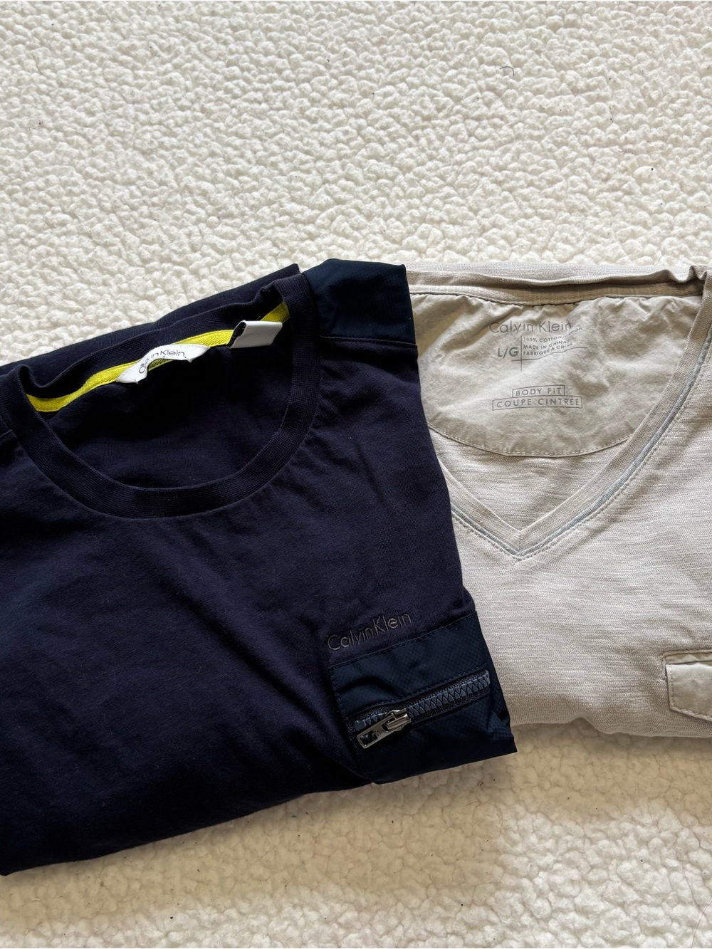 Calvin Klein Men's Pocket Tee Bundle Size L Navy blue & Gray Minimalist Cozy